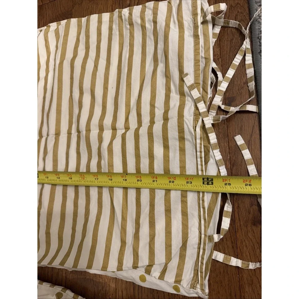 Pottery Barn Teen  Full Emily & Merrit Gold stripe Metallic Dust Ruffle 2 Shams